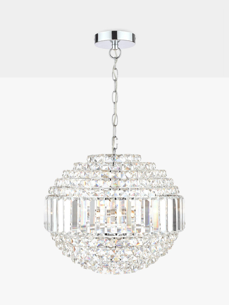 Laura Ashley ceiling light Vienna crystal globe polished chrome - British product
