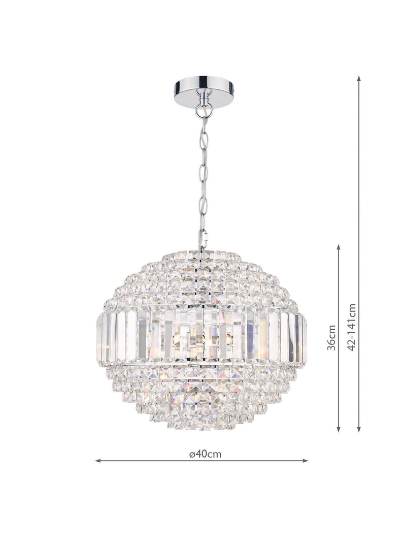 Laura Ashley ceiling light Vienna crystal globe polished chrome - British product