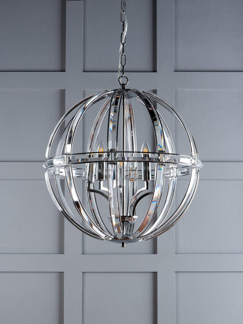Laura Ashley crystal pendant light clear polished chrome, imported from the UK