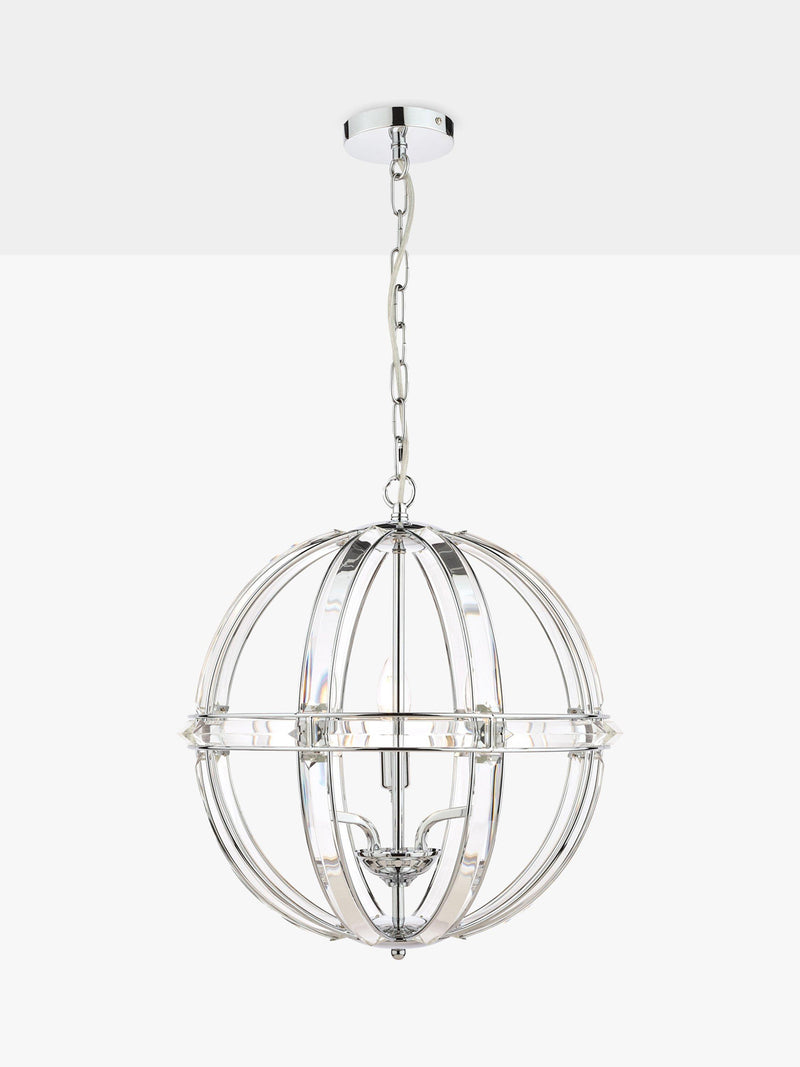 Laura Ashley crystal pendant light clear polished chrome, imported from the UK