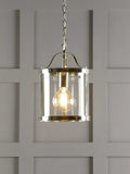 Laura Ashley Harrington glass ceiling pendant, polished nickel, imported from the UK