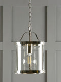 Laura Ashley Harrington glass ceiling pendant, polished nickel, imported from the UK