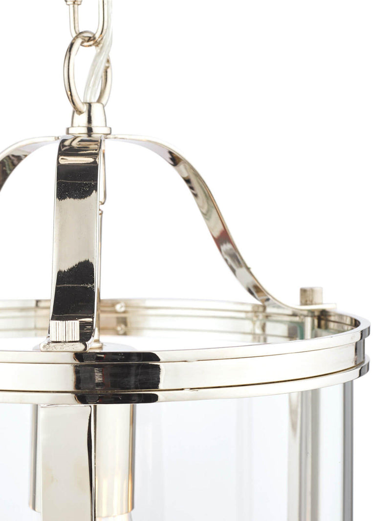 Laura Ashley Harrington glass ceiling pendant, polished nickel, imported from the UK