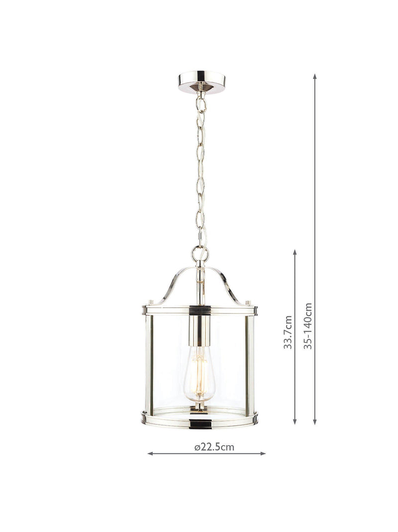 Laura Ashley Harrington glass ceiling pendant, polished nickel, imported from the UK