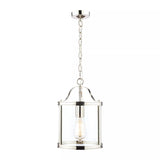 Laura Ashley Harrington glass ceiling pendant, polished nickel, imported from the UK