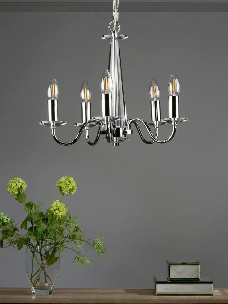 Laura Ashley Blake crystal ceiling light in clear and polished chrome, UK version