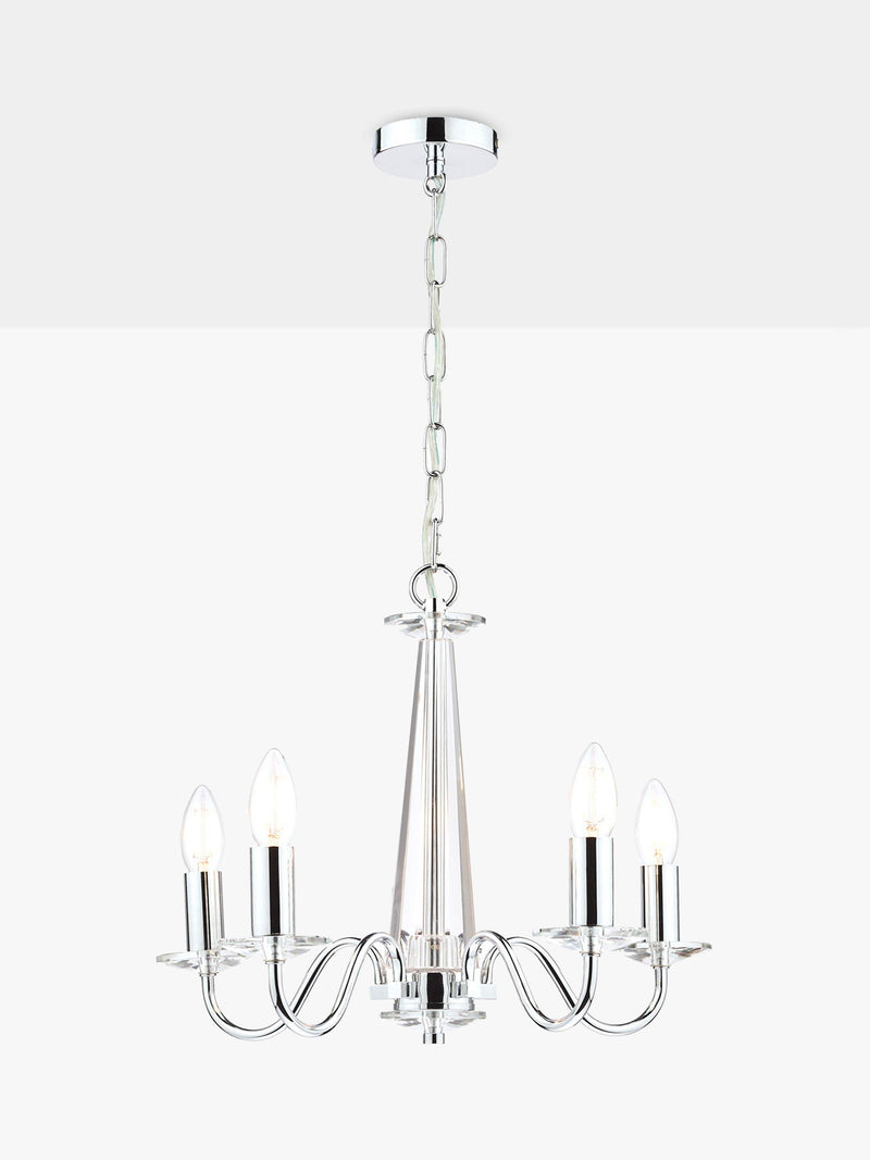 Laura Ashley Blake crystal ceiling light in clear and polished chrome, UK version