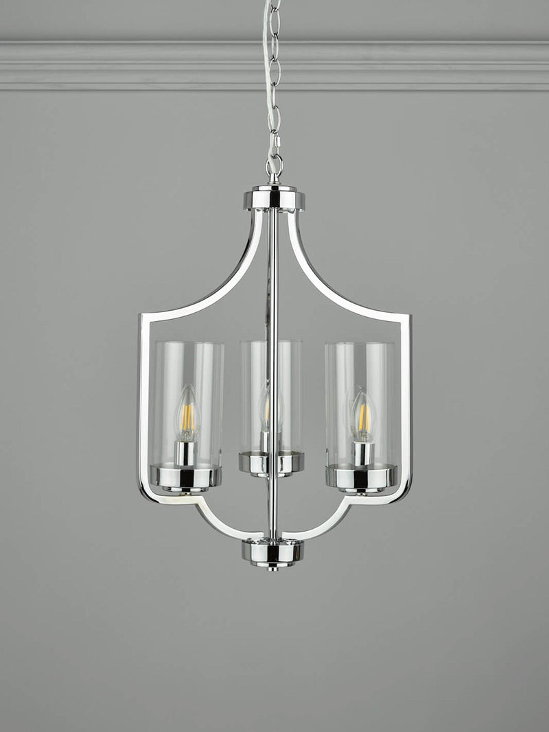 Laura Ashley 3 arm chandelier ceiling light polished chrome, UK version