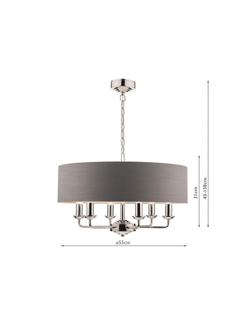 Laura Ashley Sorrento six-arm ceiling light with linen shade (British brand)
