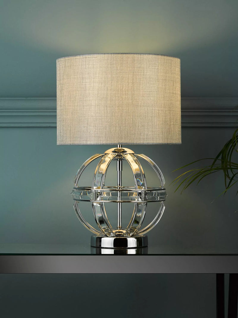 Laura Ashley Aidan crystal table lamp polished chrome, imported from the UK