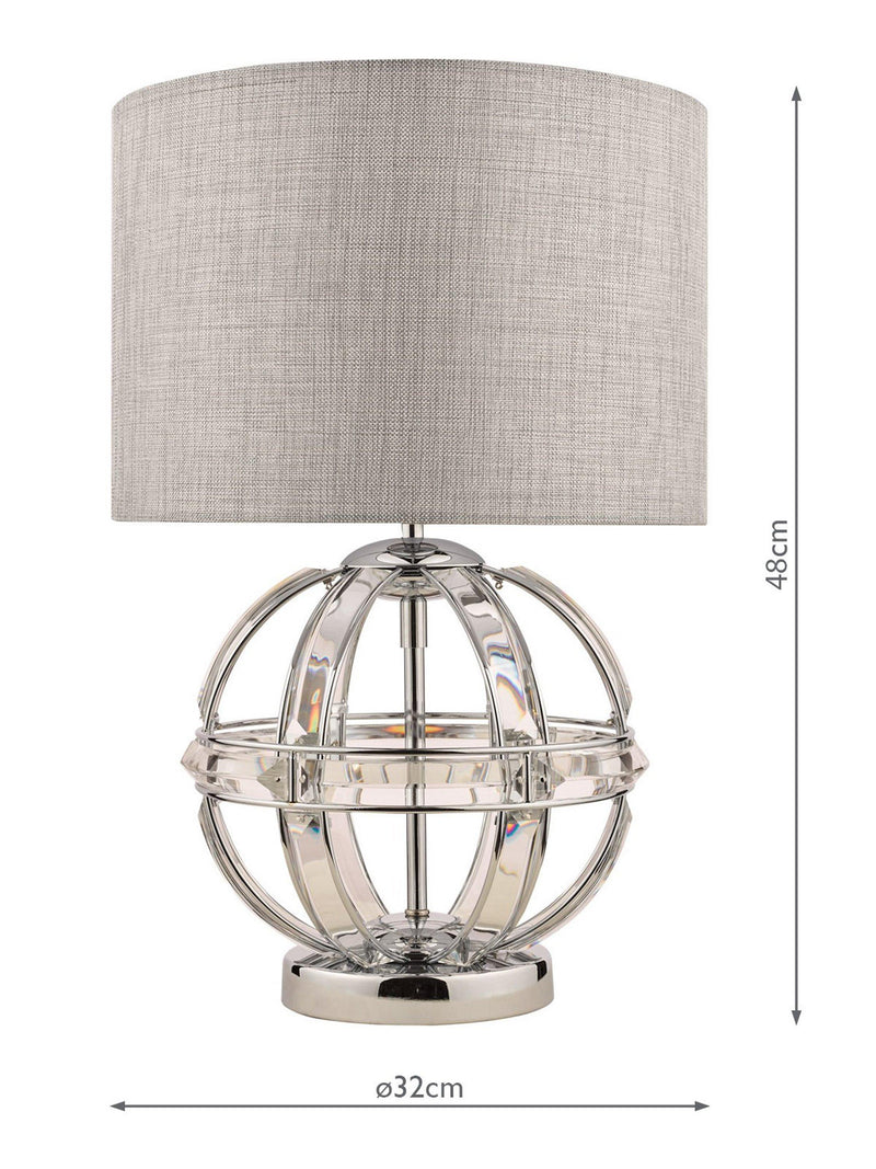 Laura Ashley Aidan crystal table lamp polished chrome, imported from the UK