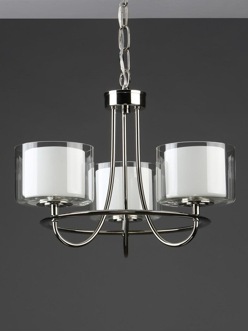Laura Ashley Southwell 3 arm ceiling light polished nickel, UK version