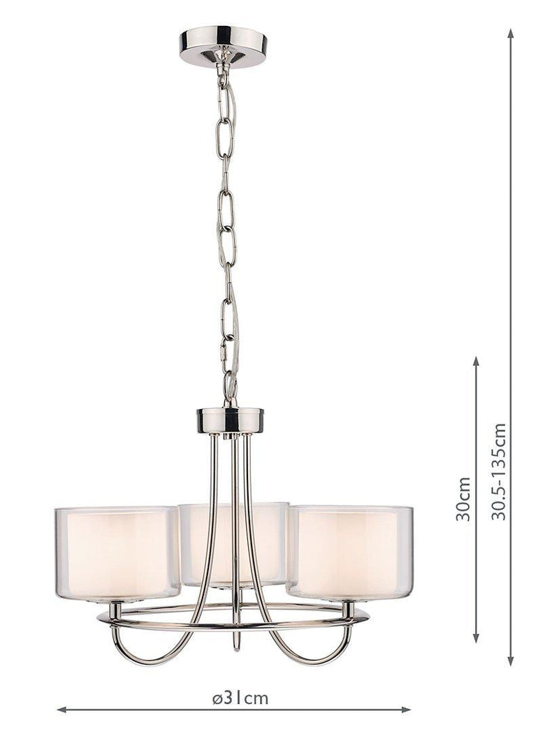 Laura Ashley Southwell 3 arm ceiling light polished nickel, UK version