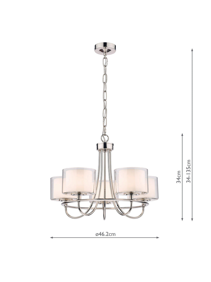 Laura Ashley 5 arm ceiling light polished nickel, UK version