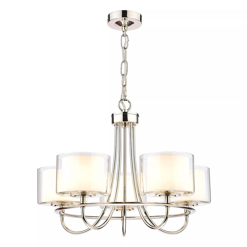 Laura Ashley 5 arm ceiling light polished nickel, UK version
