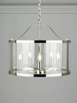 John Lewis Laura Ashley Harrington 5 Arm Glass Ceiling Light, Polished Nickel- Buy online at McGrocer
