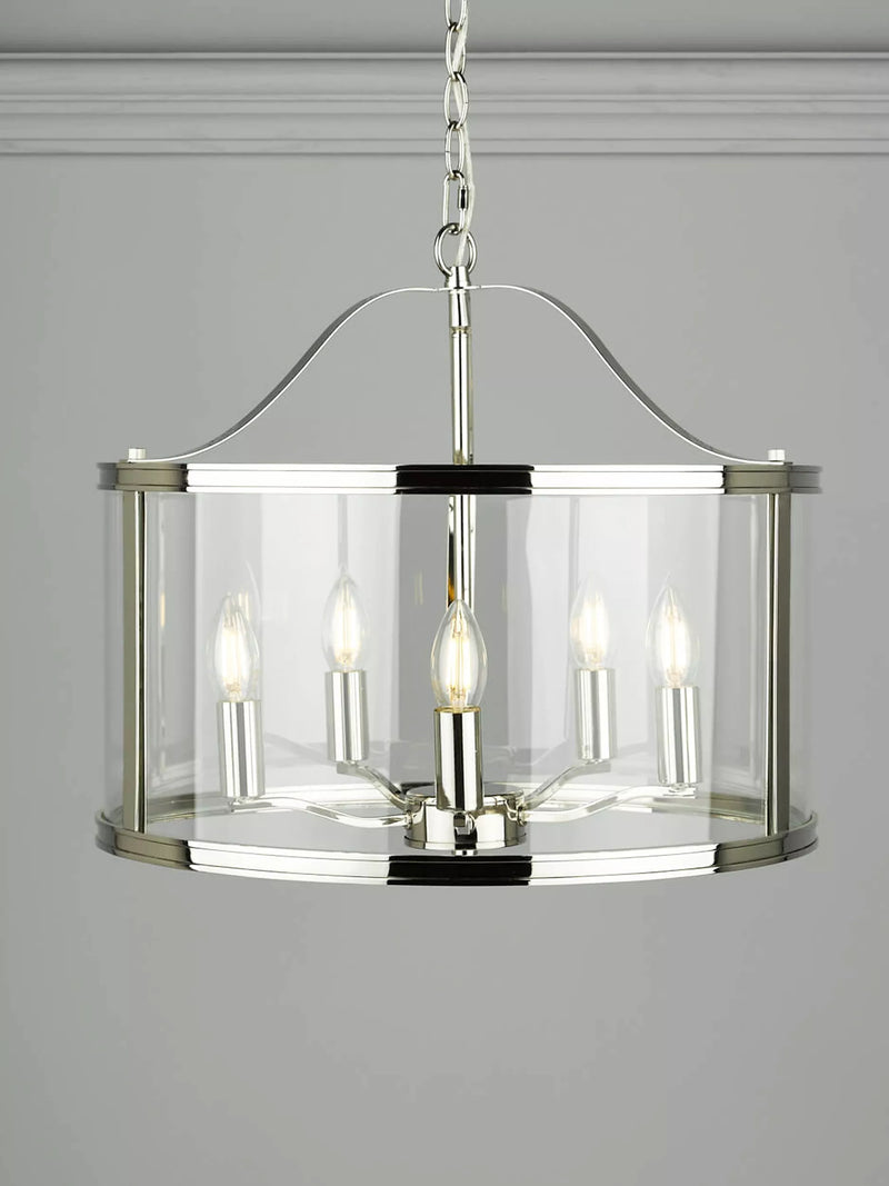 Laura Ashley Harrington 5 arm glass ceiling light polished nickel - British product