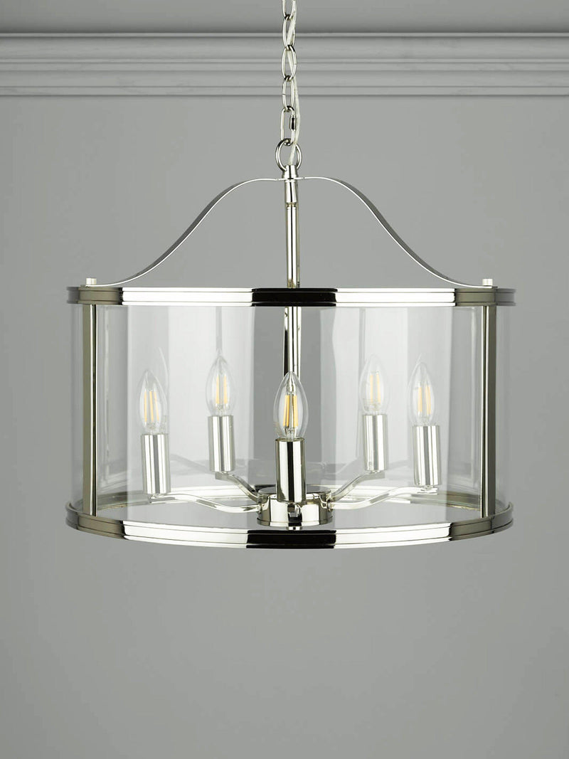 Laura Ashley Harrington 5 arm glass ceiling light polished nickel - British product