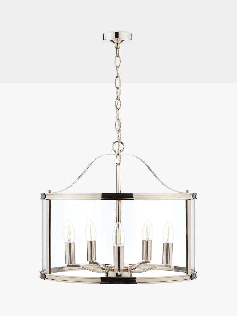 Laura Ashley Harrington 5 arm glass ceiling light polished nickel - British product