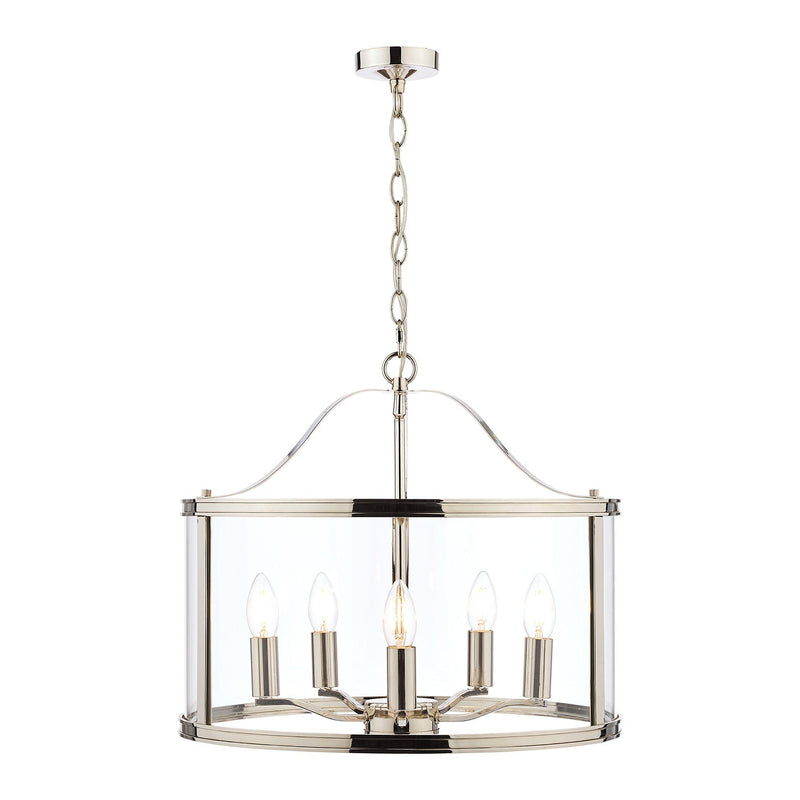 Laura Ashley Harrington 5 arm glass ceiling light polished nickel - British product