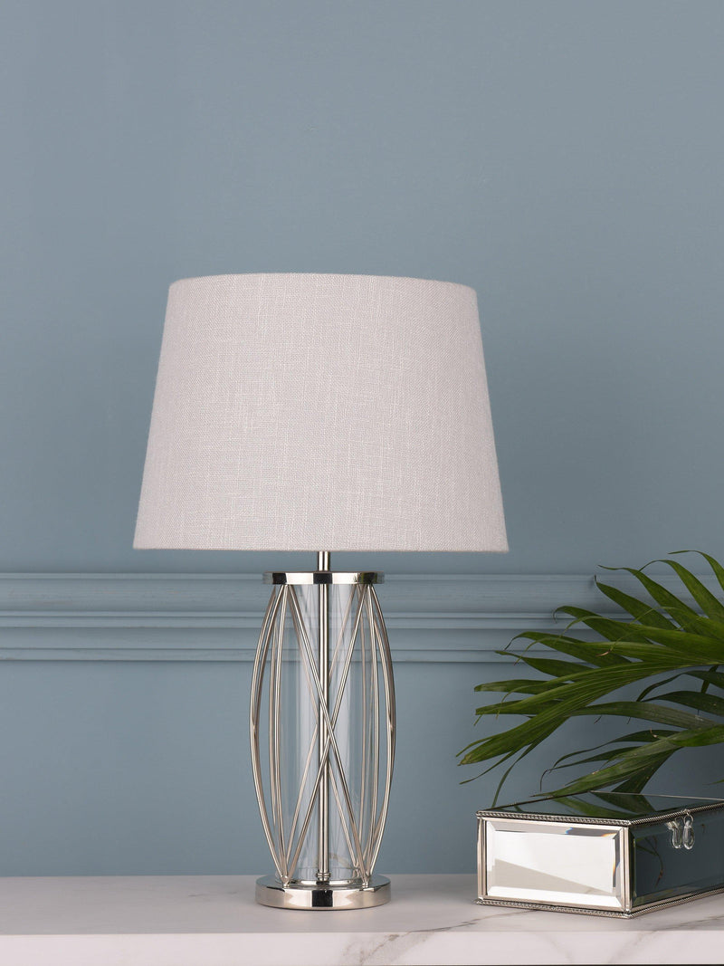 Laura Ashley petite lamp polished nickel linen shade, imported from the UK