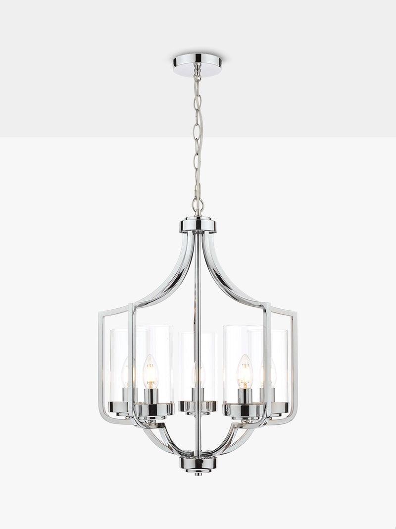 Laura Ashley Joseph chandelier ceiling light 5-arm polished chrome, UK version