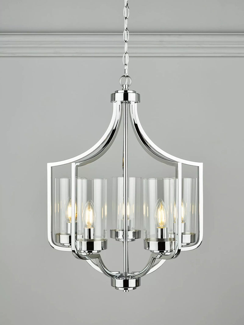Laura Ashley Joseph chandelier ceiling light 5-arm polished chrome, UK version