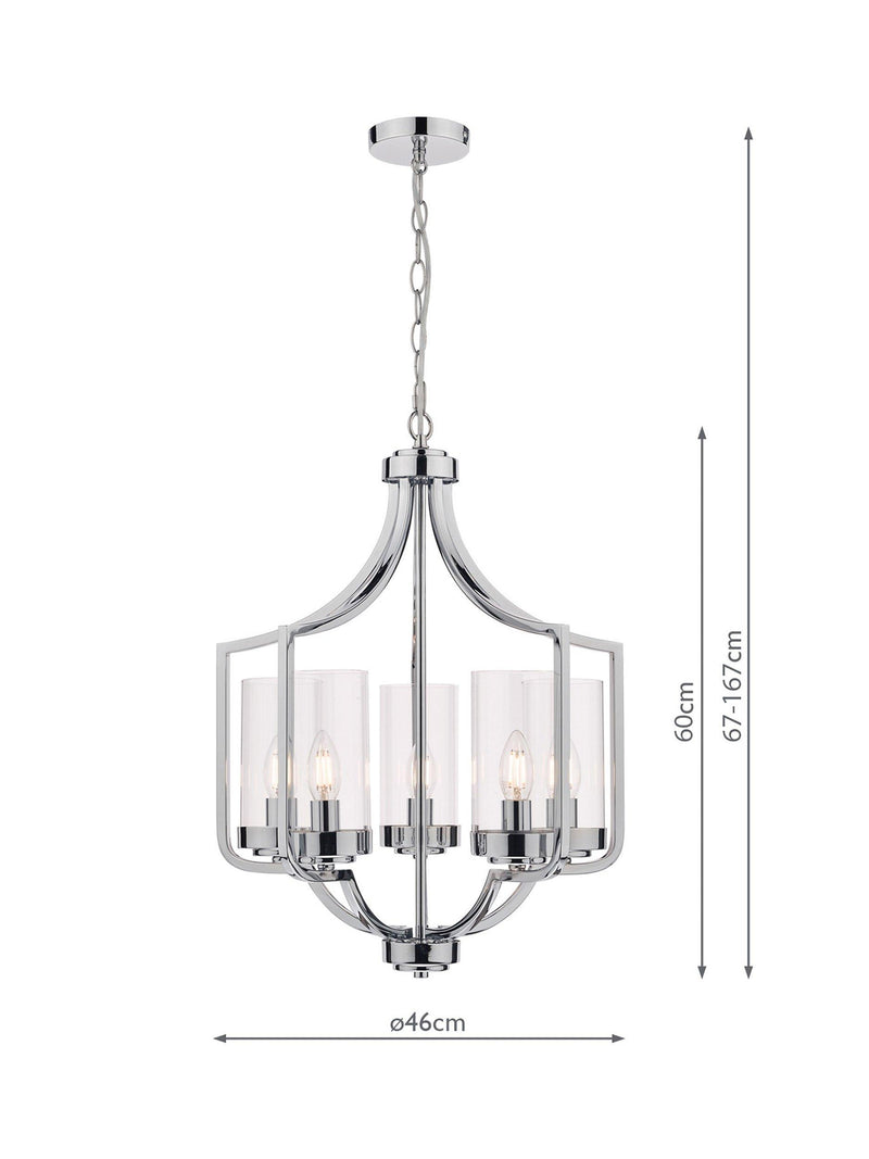 Laura Ashley Joseph chandelier ceiling light 5-arm polished chrome, UK version