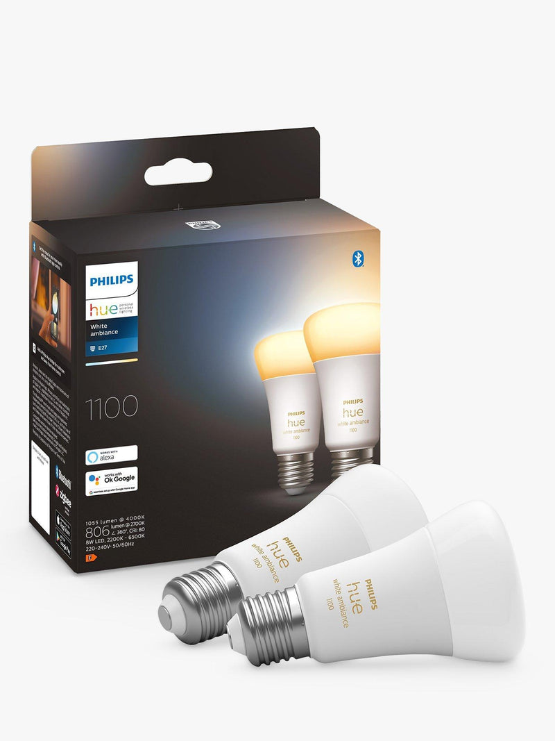Philips Hue White Ambiance LED bulb pack of 2 E27 - British product
