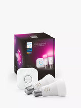 John Lewis Philips Hue White and Colour Ambiance LED Starter Kit with 2 E27 Bulbs & Bridge- Buy online at McGrocer