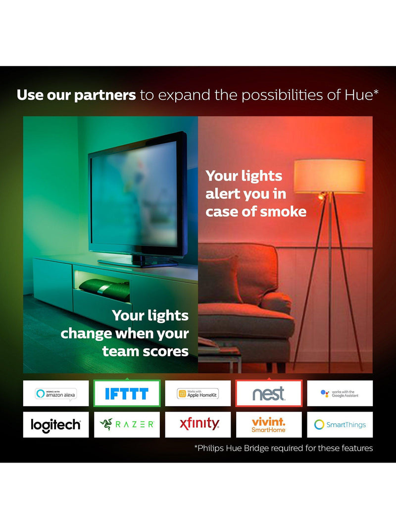 Philips Hue smart lighting starter kit with 2 bulbs and bridge (British brand)