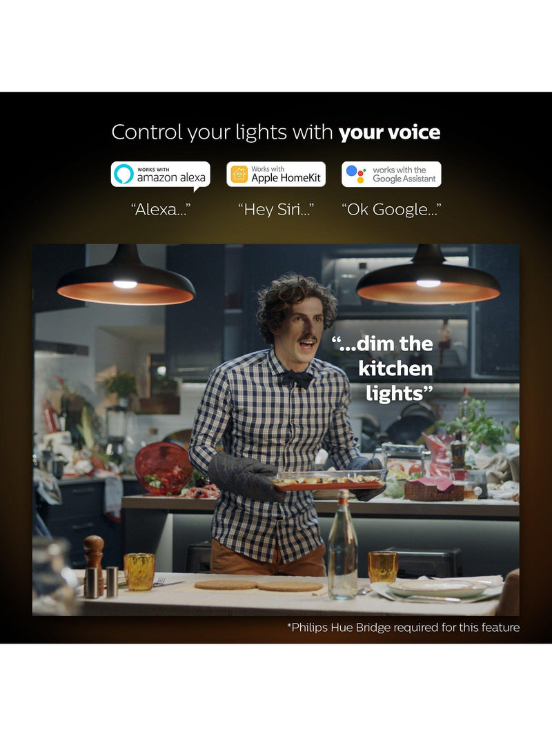 Philips Hue smart lighting starter kit with 2 bulbs and bridge (British brand)