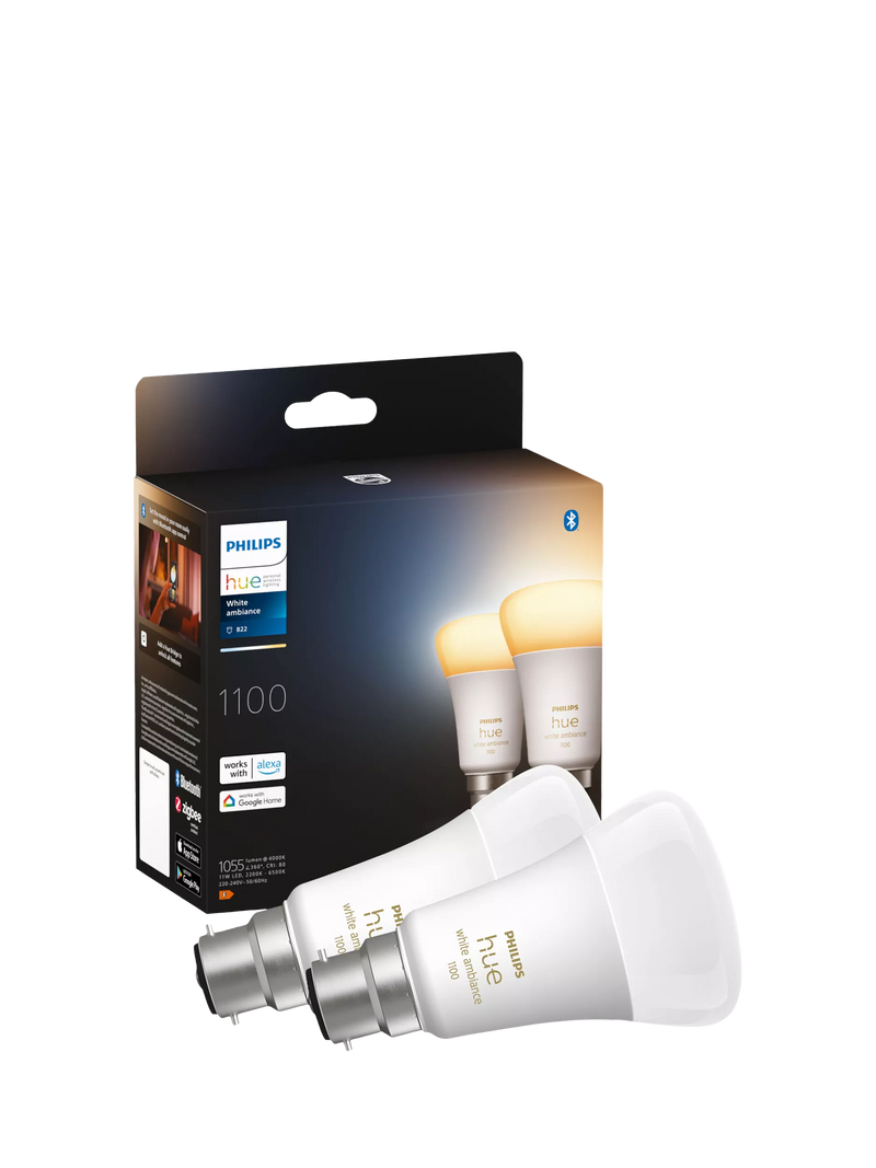 Philips Hue White Ambiance smart LED bulb B22 pack of 2, UK version