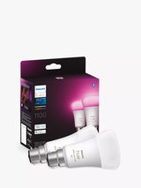 John Lewis Philips Hue White and Colour Ambiance Smart LED Colour Changing Light Bulb with Bluetooth, 9W A60 B22 Bayonet Cap, Pack of 2- Buy online at McGrocer