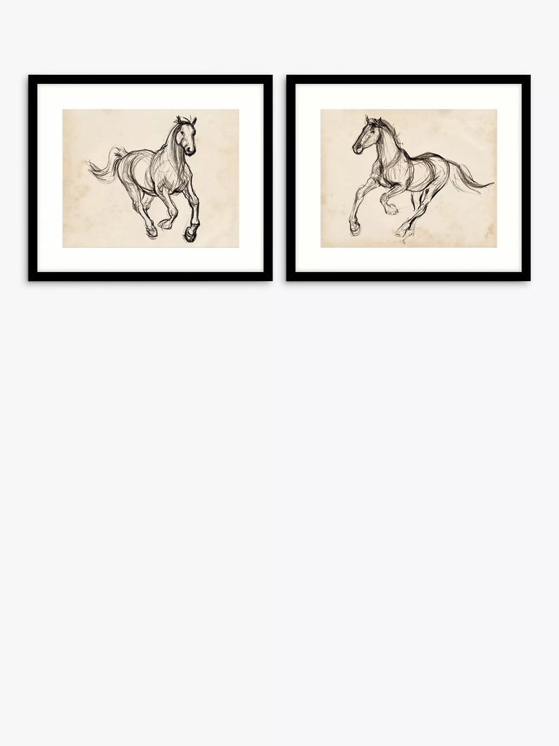 John Lewis Gestural Appaloosa horse framed prints set, imported from the UK