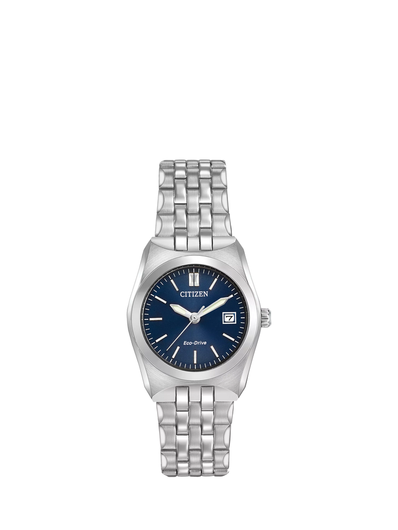 Citizen women's Eco-Drive watch blue dial stainless steel strap - British product