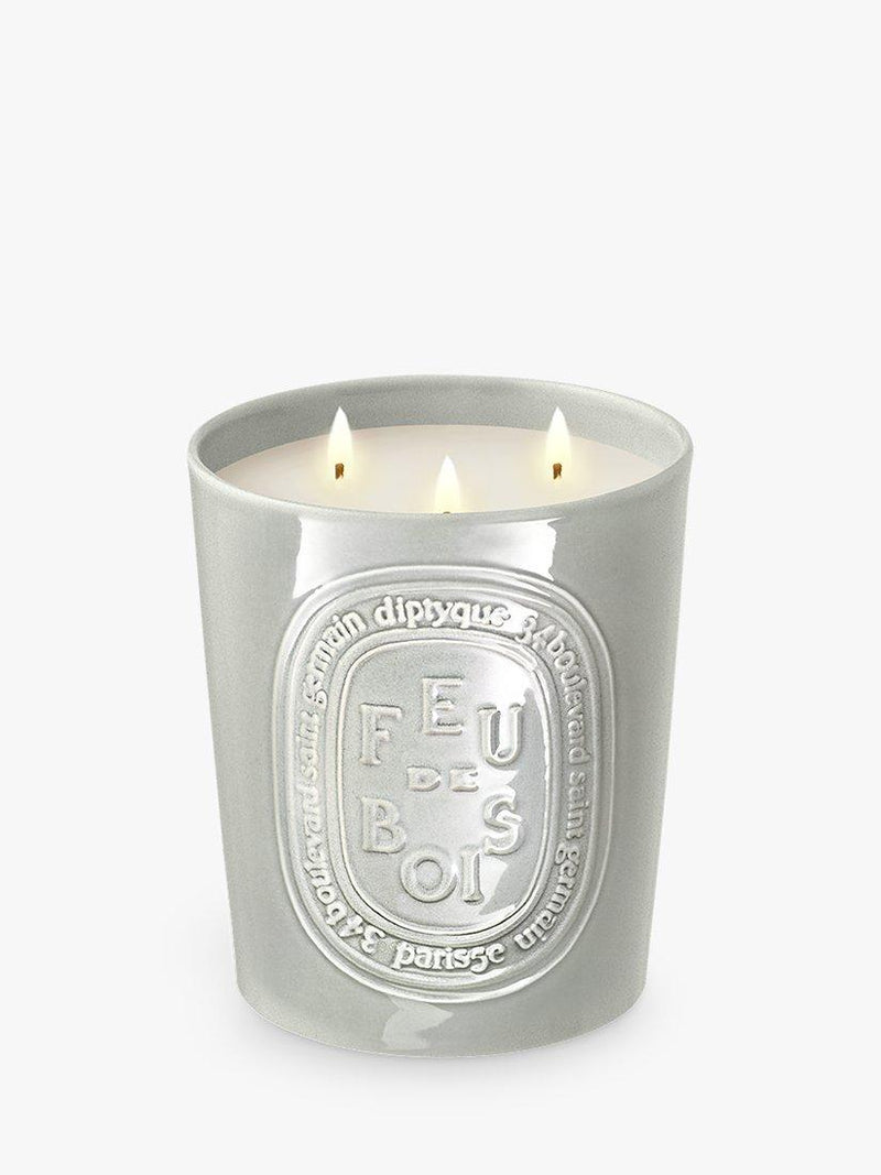 Wood Fire Scented Candle in Grey Porcelain Jar 600g
