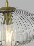 Där Edmond ribbed glass ceiling light smoke satin brass, UK version