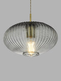 Där Edmond ribbed glass ceiling light smoke satin brass, UK version