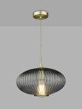 Där Edmond ribbed glass ceiling light smoke satin brass, UK version