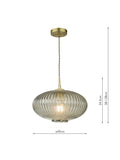 Där Edmond ribbed glass ceiling light smoke satin brass, UK version