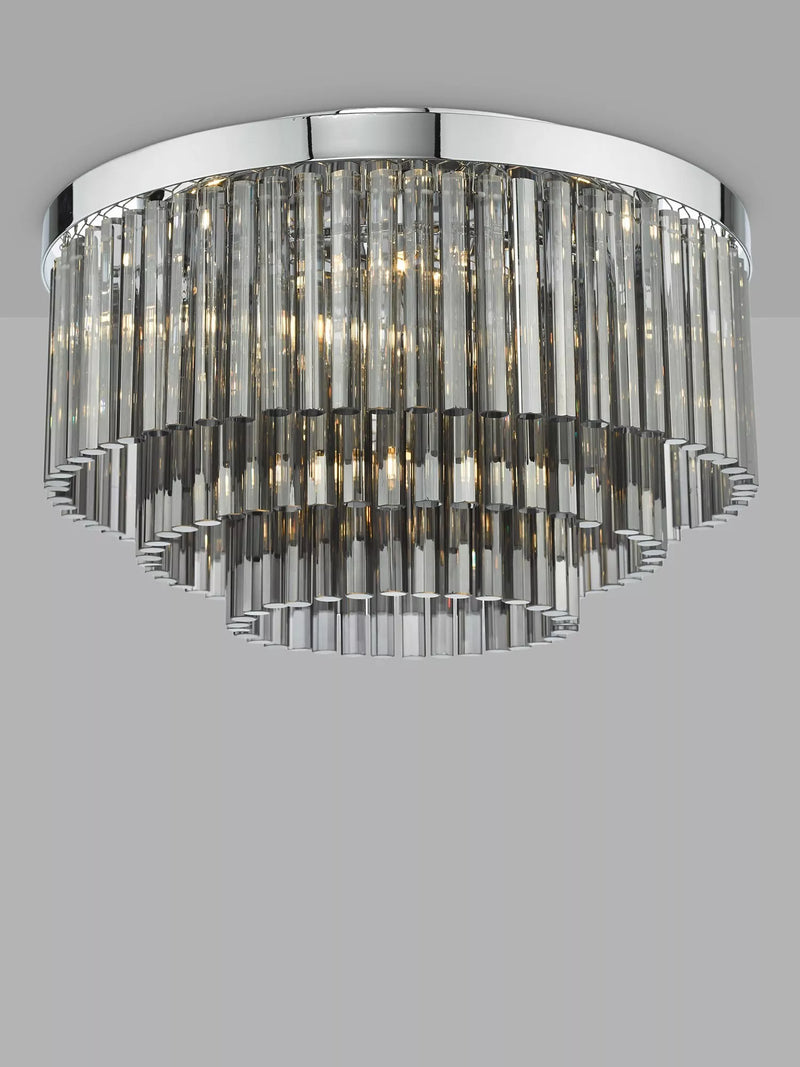 Där Logan smoked crystal flush ceiling light - British product