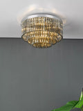 Där Logan smoked crystal flush ceiling light - British product