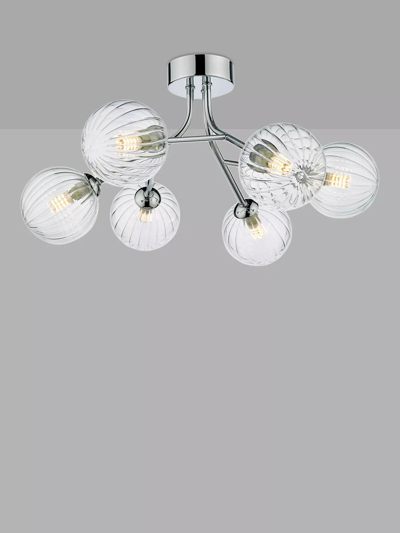 Där Yiska Ribbed Glass Semi Flush Ceiling Light