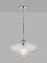 John Lewis Där Edmond Ribbed Glass Ceiling Light, Clear/Polished Chrome- Buy online at McGrocer