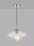 Där ribbed glass ceiling light clear polished chrome, UK version