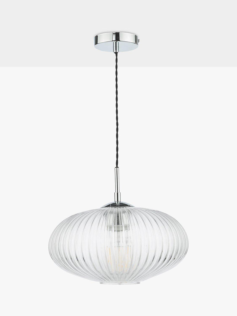 Där ribbed glass ceiling light clear polished chrome, UK version