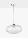 Där ribbed glass ceiling light clear polished chrome, UK version