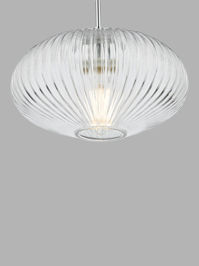 Där ribbed glass ceiling light clear polished chrome, UK version