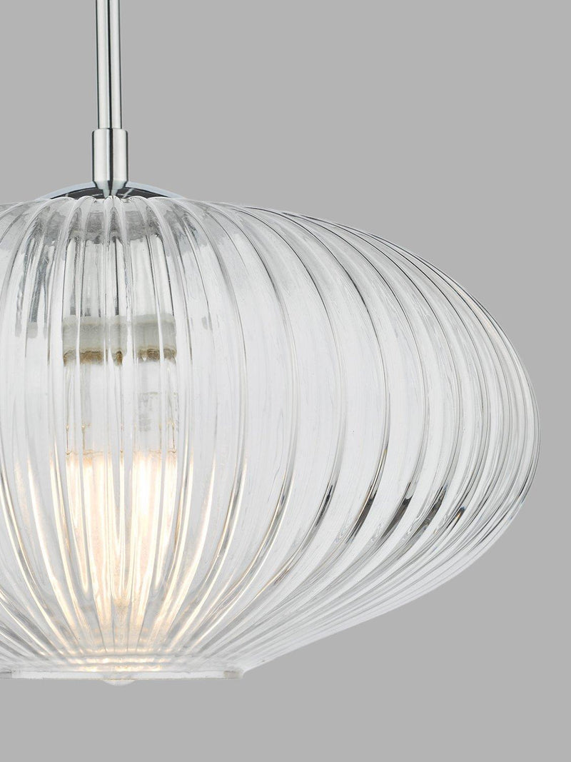 Där ribbed glass ceiling light clear polished chrome, UK version